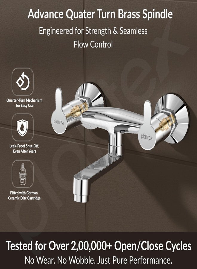 Plantex Non-Telephonic Wall Mixer Tap for Bathroom with Brass Wall Flange and Teflon Tape/Mixer Tap for Bathroom with Water Saving Aerator-(FLO-816, Chrome) - Image 2